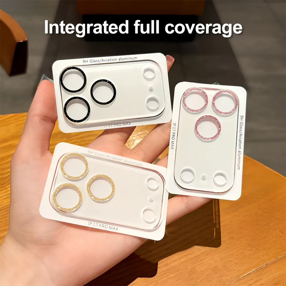 

3Pcs Glitter Camera Lens Protector for iPhone 17 Pro Max 17 Air 13 15 11 12 14 16 Pro Max Full Cover Back Cap Protective Film