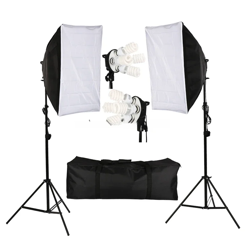 photo studio soft light box with 4 Spiral energy saving lamp