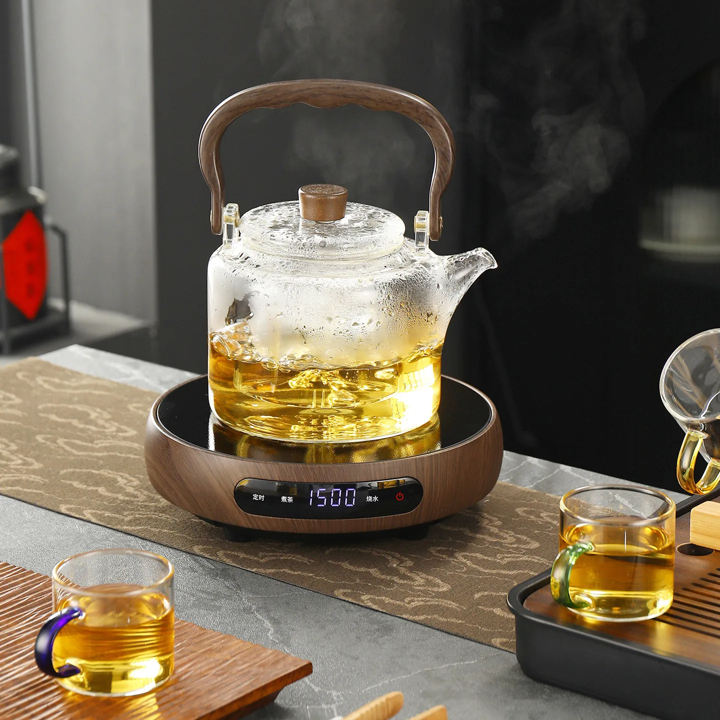 1500 واط الكهربائية موقد سيراميك الذكية الشاي موقد سخان مياه الغليان 8 والعتاد مدفأة مكتب توقيت صانع الشاي السيارات الدفء