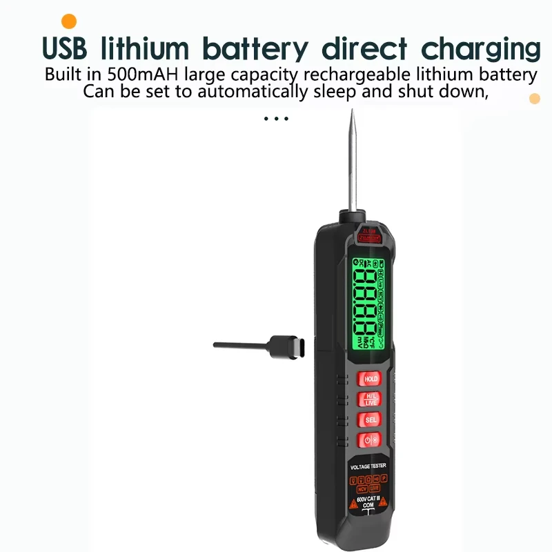 USB перезаряжаемый автомобильный цифровой мультиметр с зажимом, тип ручки 4000 отсчетов, напряжение переменного/постоянного тока, бесконтактный автоматический тестер диодов для инструмента