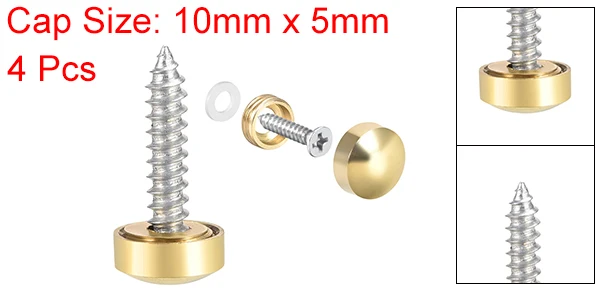 Uxcell 2/4/8 Stück 10/12/14/18/22/25mm Spiegelschrauben Dekorative Kappenabdeckung Nägel Poliertes Gold Silber – Detail 6