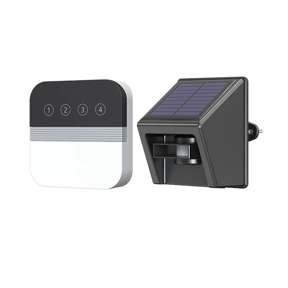 

Solar Driveway Alarm Infrared Detection Wireless Doorbell 4-Way Induction Area Display Doorbell (EU Plug)