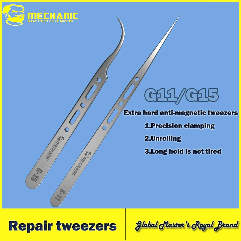 

【MECHANIC】G11 G15New High Hardness Anti-Magnetic Tweezers For Mobile Phone Repair Fly Wire Motherboard BGA Clamping precise Tool