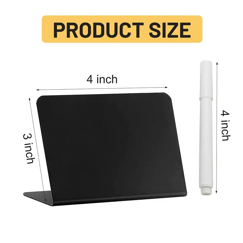 2 L Shaped Mini Blackboard Sign Rewritable PVC Chalkboard Memo Board Table Signs Kitchen Notes Food Labels Party Buffet Wedding