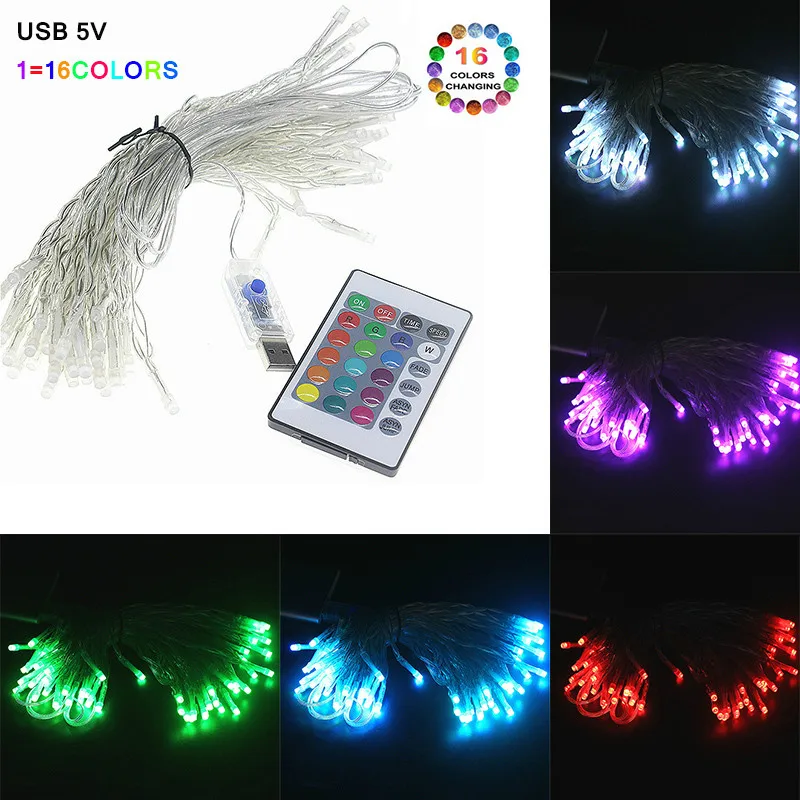 

USB 5V LED Fairy String Lights Remote Control 10M 16 Color Dimming Christmas Garland Holiday Bedroom Party Romantic Decoration