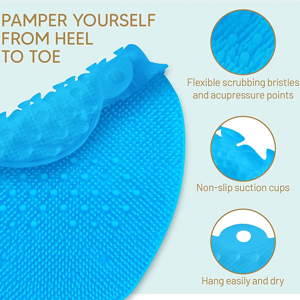 Large Shower Foot Scrubber Mat,Foot Circulation & Relieve Tired Feet, Foot Scrubber for Use In Shower with Non-Slip Suction Cups