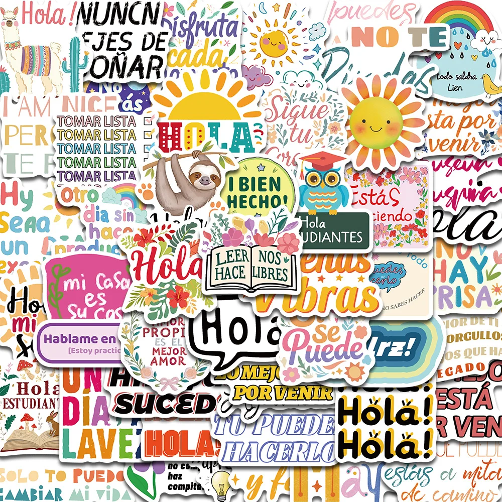 50PCS Spanische Motivation Aufkleber Harajuku Notebook Laptop Gepäck Wasserdicht Kaffee Skateboard Klassische Graffiti Kunst Aufkleber