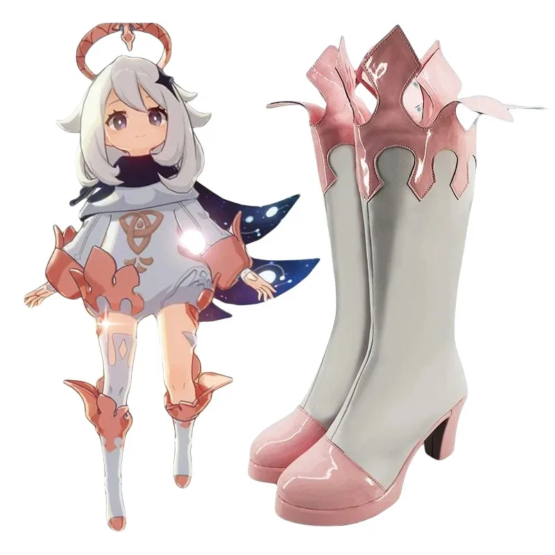 Genshin paimon cosplay lolita vestido botas peruca bonito anime macacão impacto bodysuit uniforme festa de halloween traje para mulher cm;5