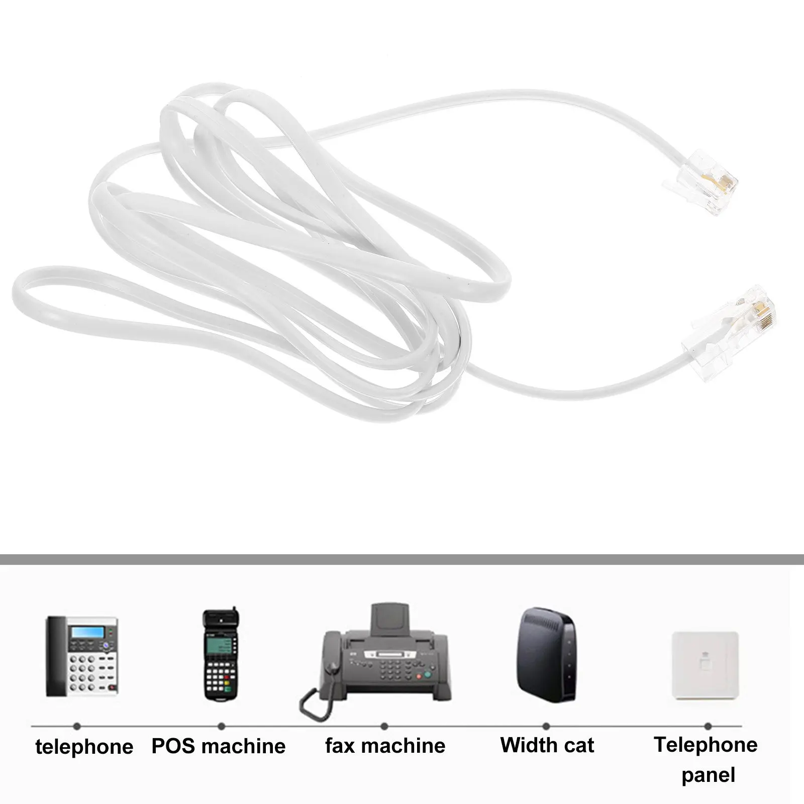 White 2 Pack RJ11 to RJ45 Adapter 8P8C Phone Jack to Ethernet Converter Cable 1 7m Telephone Line Extension Cord Copper Core