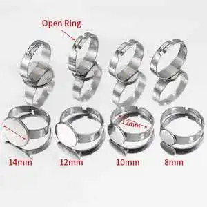 10pcs Stainless Steel Adjustable Ring Settings for DIY