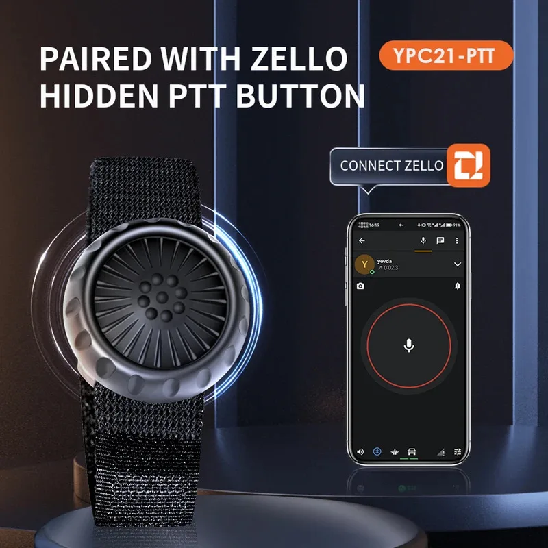 ZELLO Wireless Microphone Speaker - Compatible Wireless PTT Switch for Android & iOS Phones, Cars, Motorcycles (Voice Call)