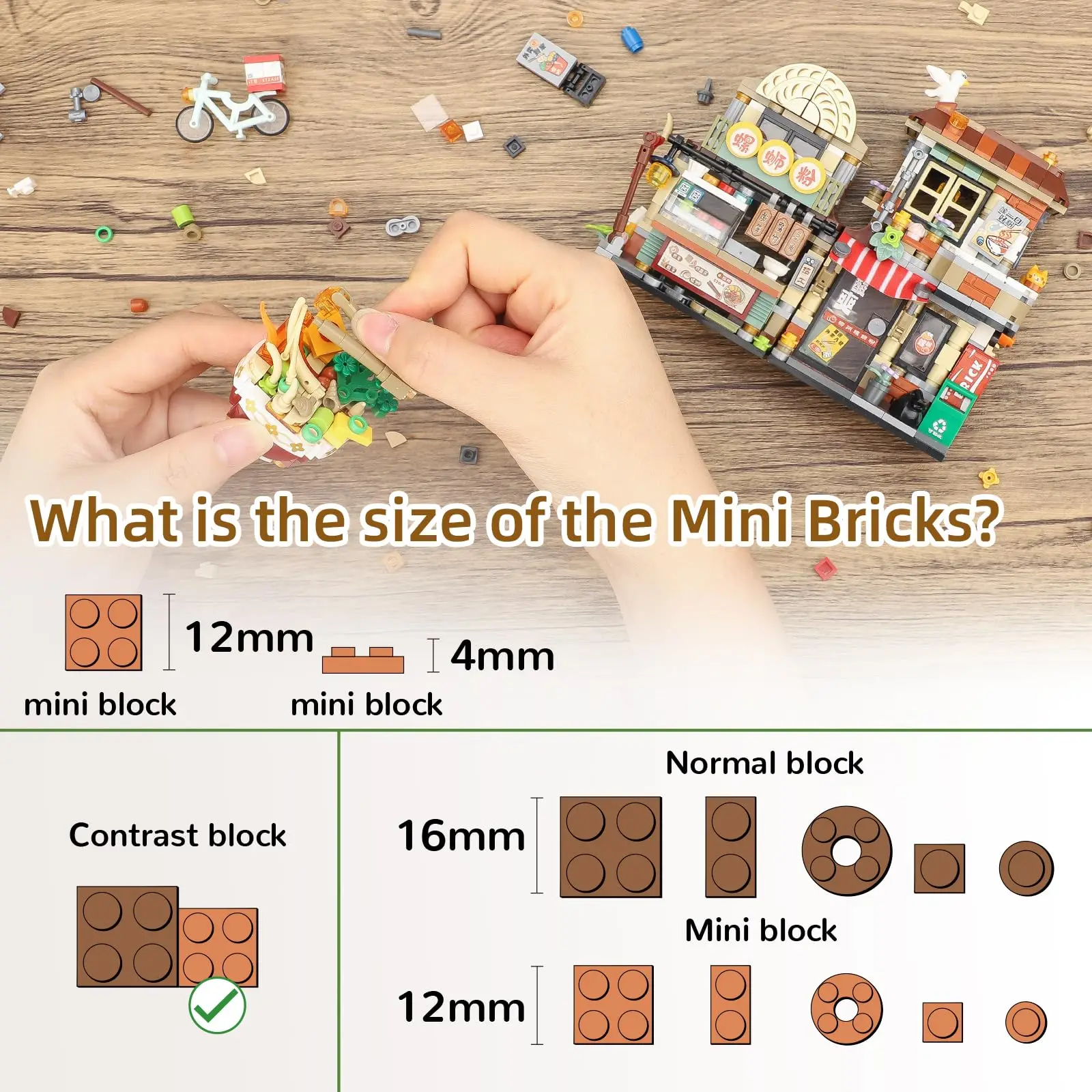 Mini Building Blocks Japanese Street View Lemon Tea Shop Toy Creative Architecture Model, 796 PCS Bricks for Boy Girl