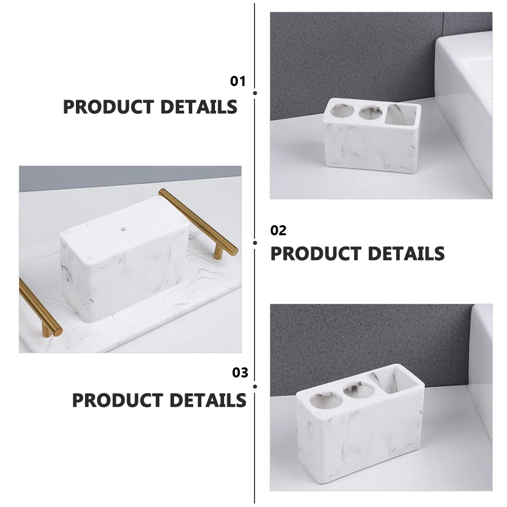 

Toothbrush Holder Resin Toothpaste Rack Bathroom Accessories Bamboo Shelf Tray Shower Child Storage Organized Neatly