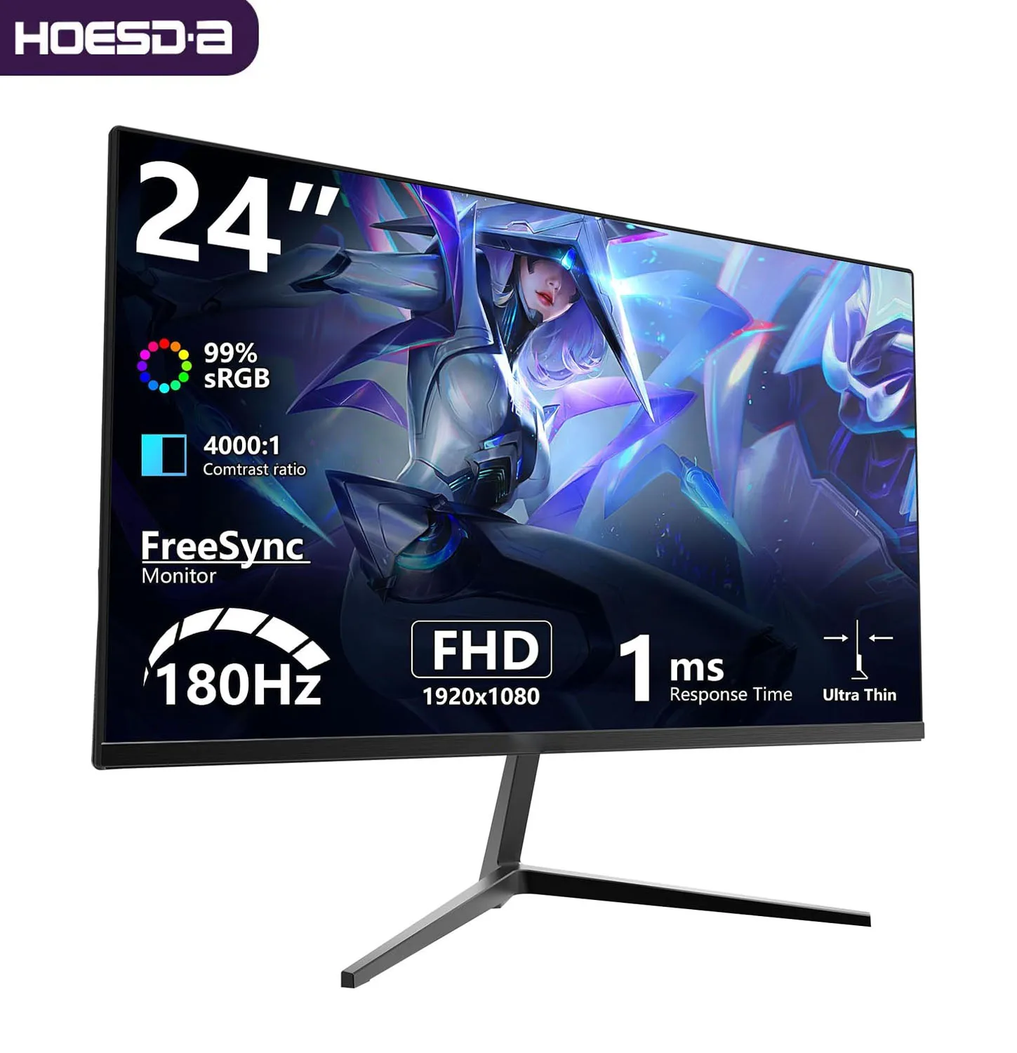 24 Inch 180Hz PC Gaming Monitor IPS LCD Display 1920×1080P FHD Desktop Ultra-thin Gaming Computer Screen