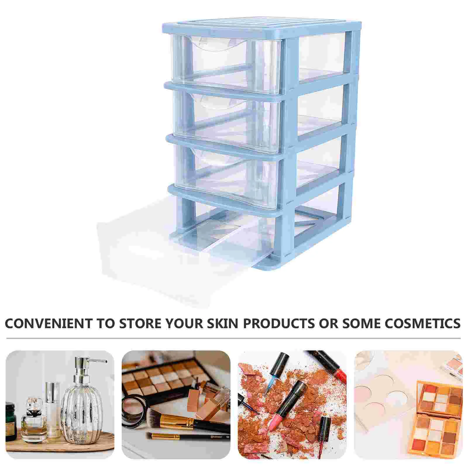 Shelf Storage Box Toy Sundries Container Makeup Case Rack Transparent Drawer Design Office Desktop Plastic Pp