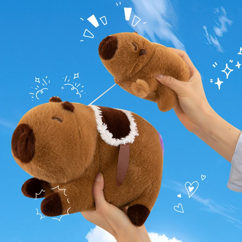 30CM Creative New Cartoon Capybara Plush Toy Fun To Pull The Line Will Move Cute Animal Dolls Home Decoration Kids Birthday Gift