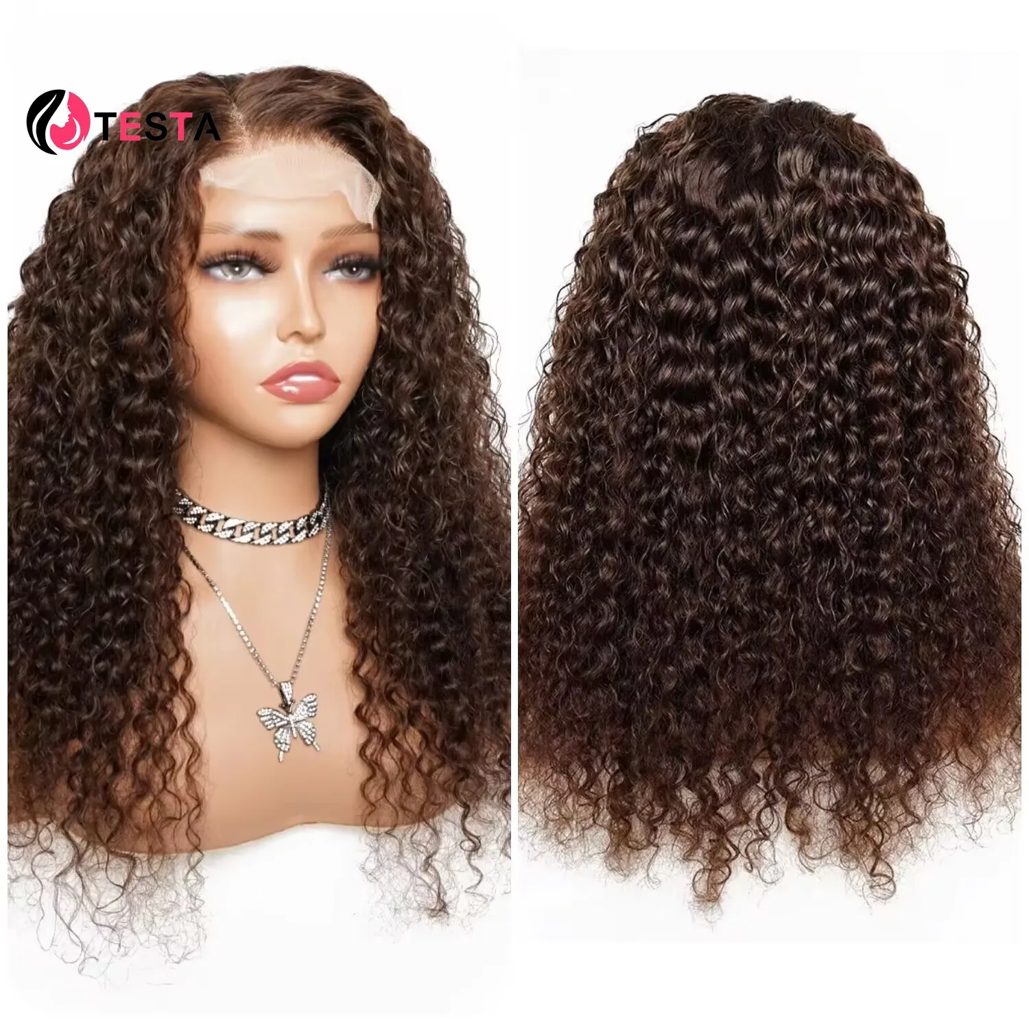 

13x4 Brown Color Lace Front Human Hair Wigs HD Transparent Jerrry Curly Brazilian 4*4 Lace Closure Wigs Human Hair For Women