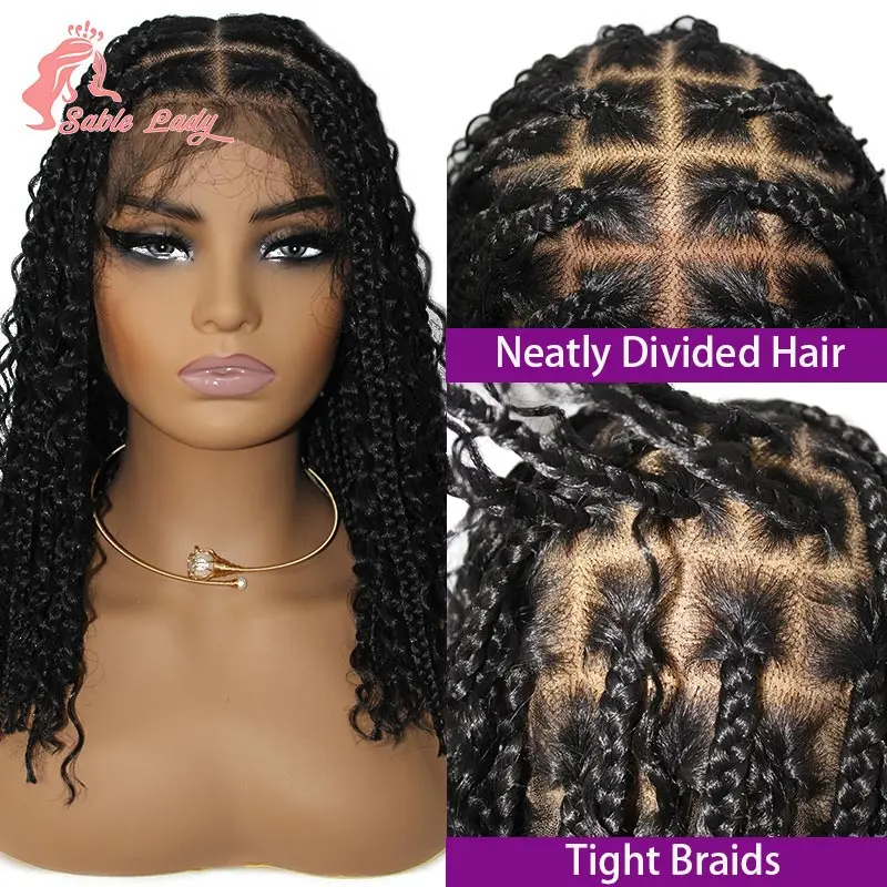 Synthetische Korte Bob Box Gevlochten Pruiken Voor Zwarte Vrouwen 12 Inch Jumbo Vlechten Afrikaanse Korte Boho Vlechten Haar Pruiken Extensions Hair