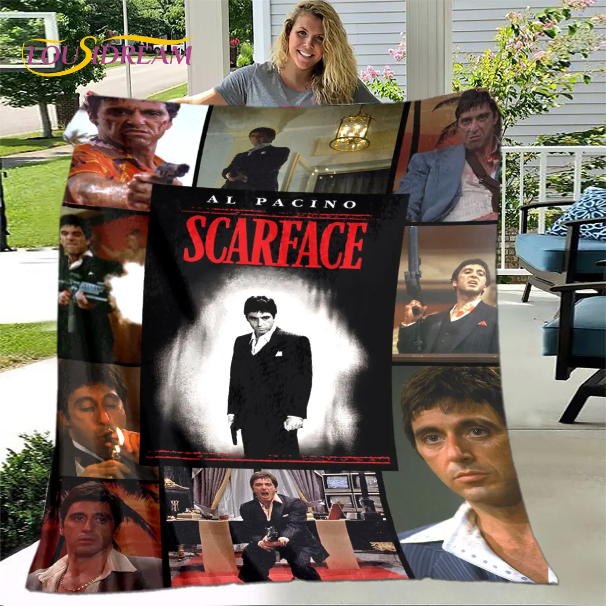 Мягкое плюшевое одеяло фильм «Лицо со шрамом» с 3D принтом, фланелевое одеяло, покрывало для гостиной, спальни, кровати, дивана, пикника, Детское покрывало