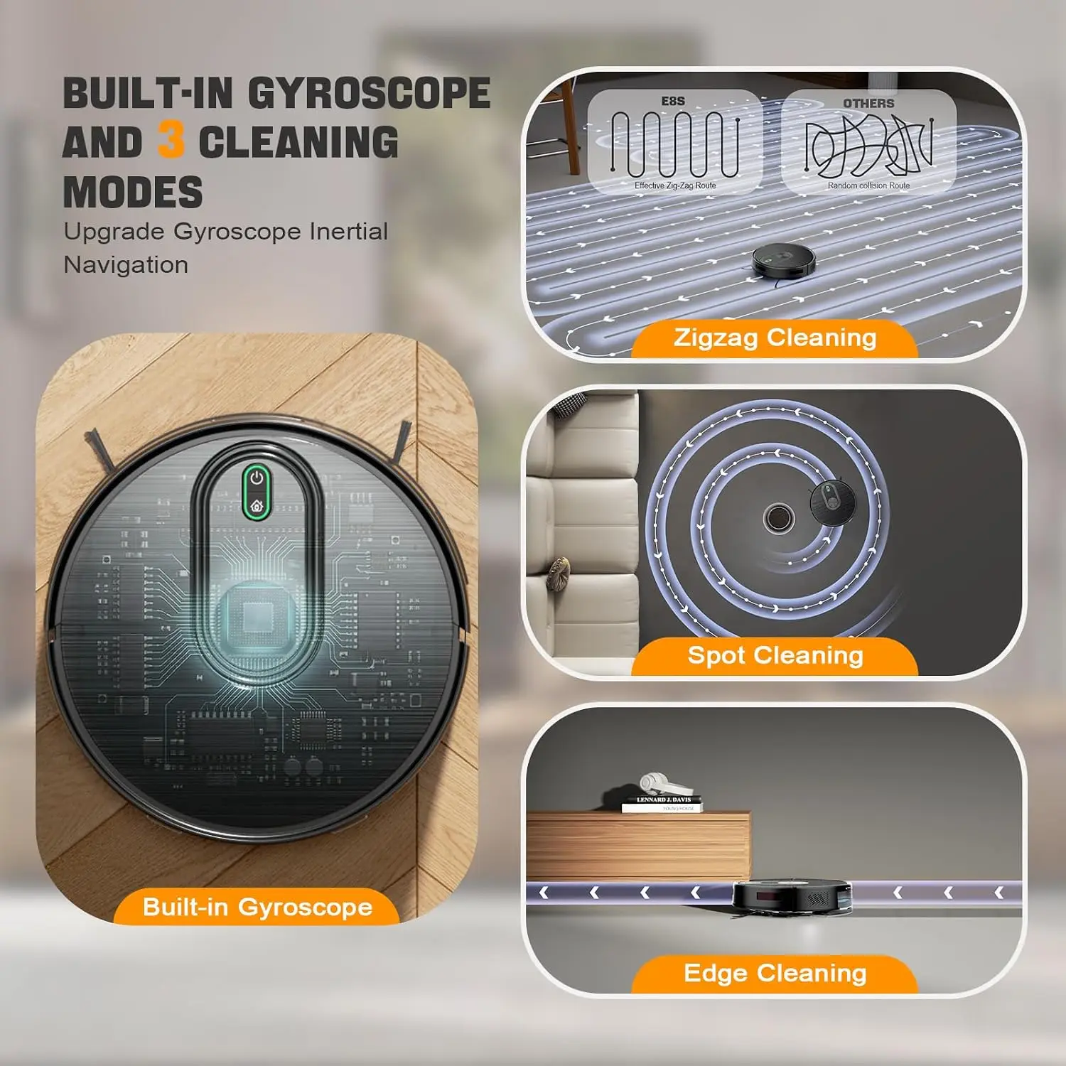Smart Robot Vacuum & Mop, 6500Pa Suction, 200Min Runtime, App/Voice Control, Auto Carpet Boost, Ideal for Pet Hair view 2