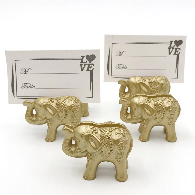 

Gold Lucky Elephant Place Card Holders, Name Photo Holder, Table Decoration Favors, Baby and Wedding Party, Drop Shipping, 12PCs