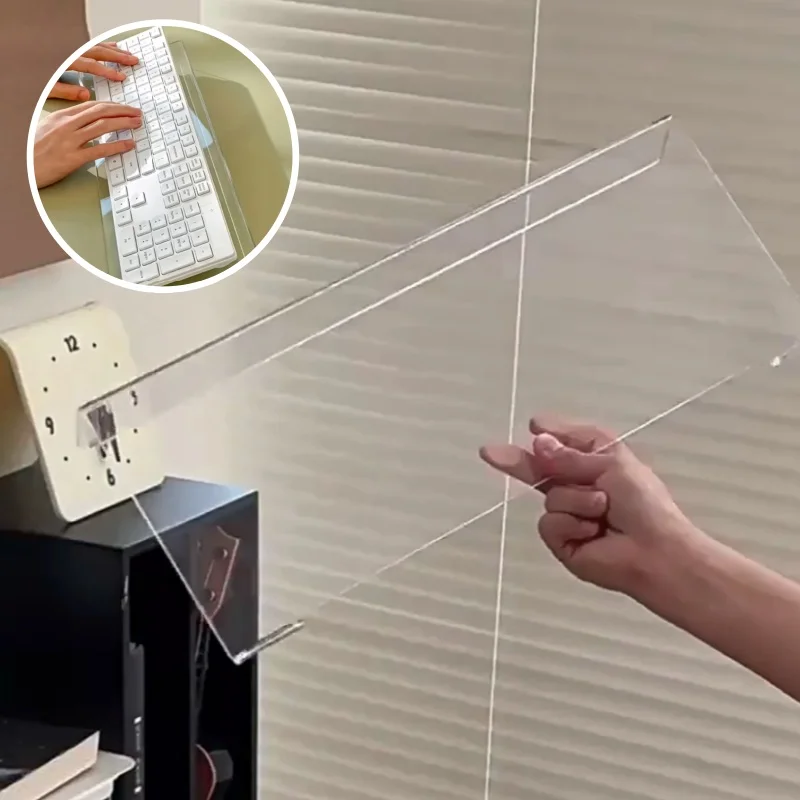 Soporte de Teclado Acrílico en Caja - Cómodo para Escribir, Soporte Transparente Antideslizante, Compacto, Apto para Oficina y Escritorio
