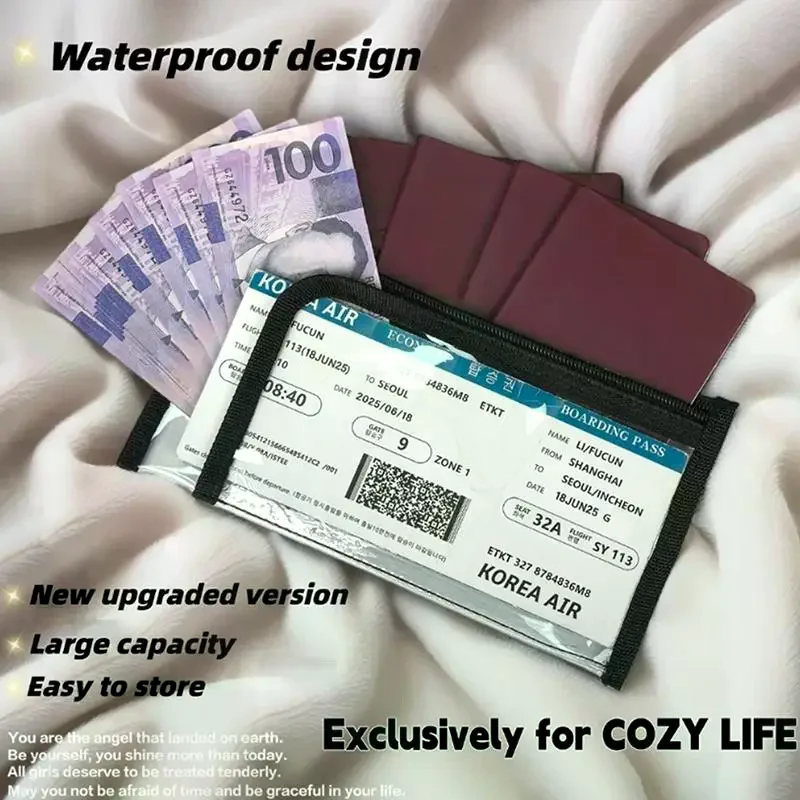 1Pcs PVC Cosmetic Bag Transparent Waterproof Passport Holder Travel Portable Document Storage Bag