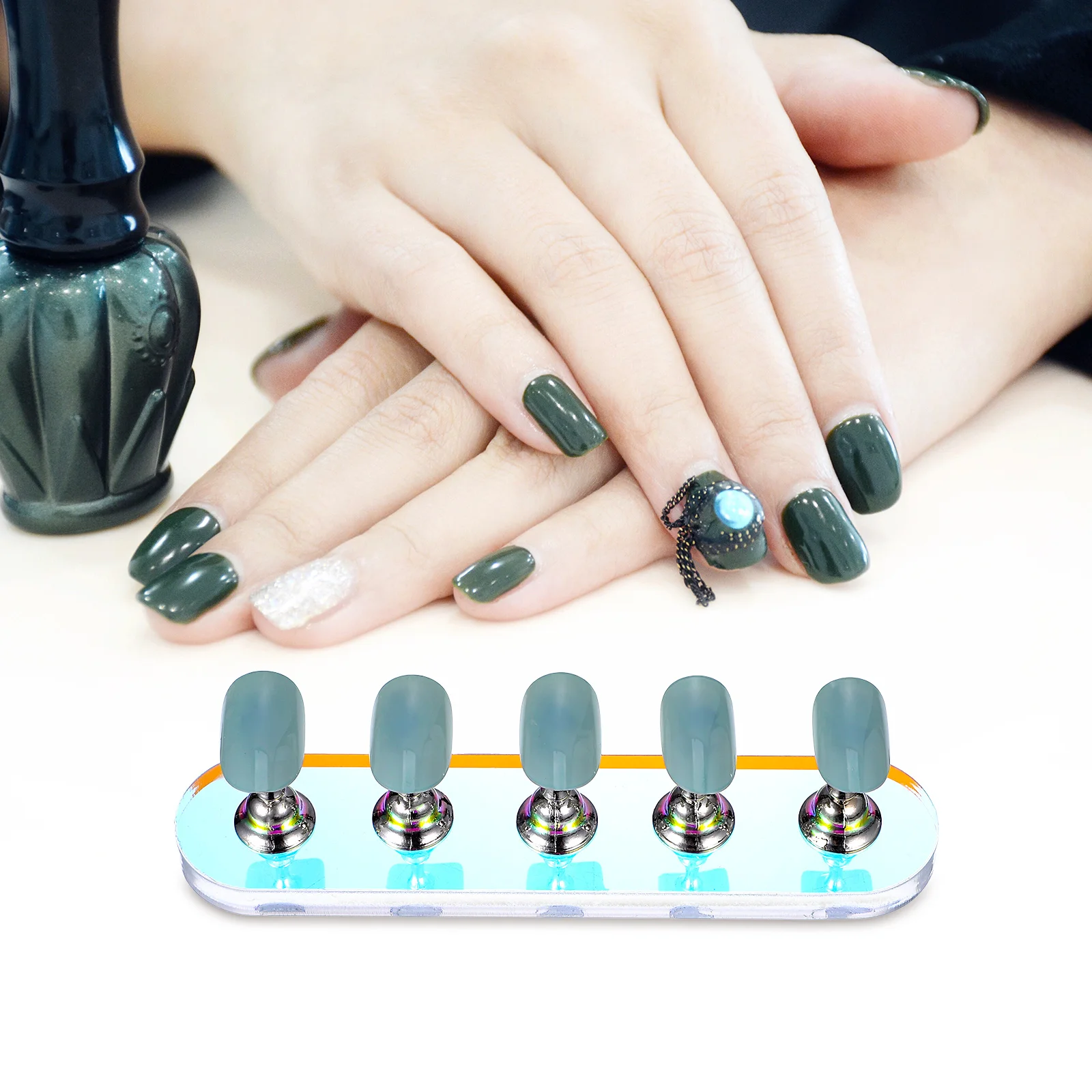 

2PCS Acrylic Holder Display Stand Fake Nails Practice Stable Nail Art Stand for Press On Painting Manicure Nail