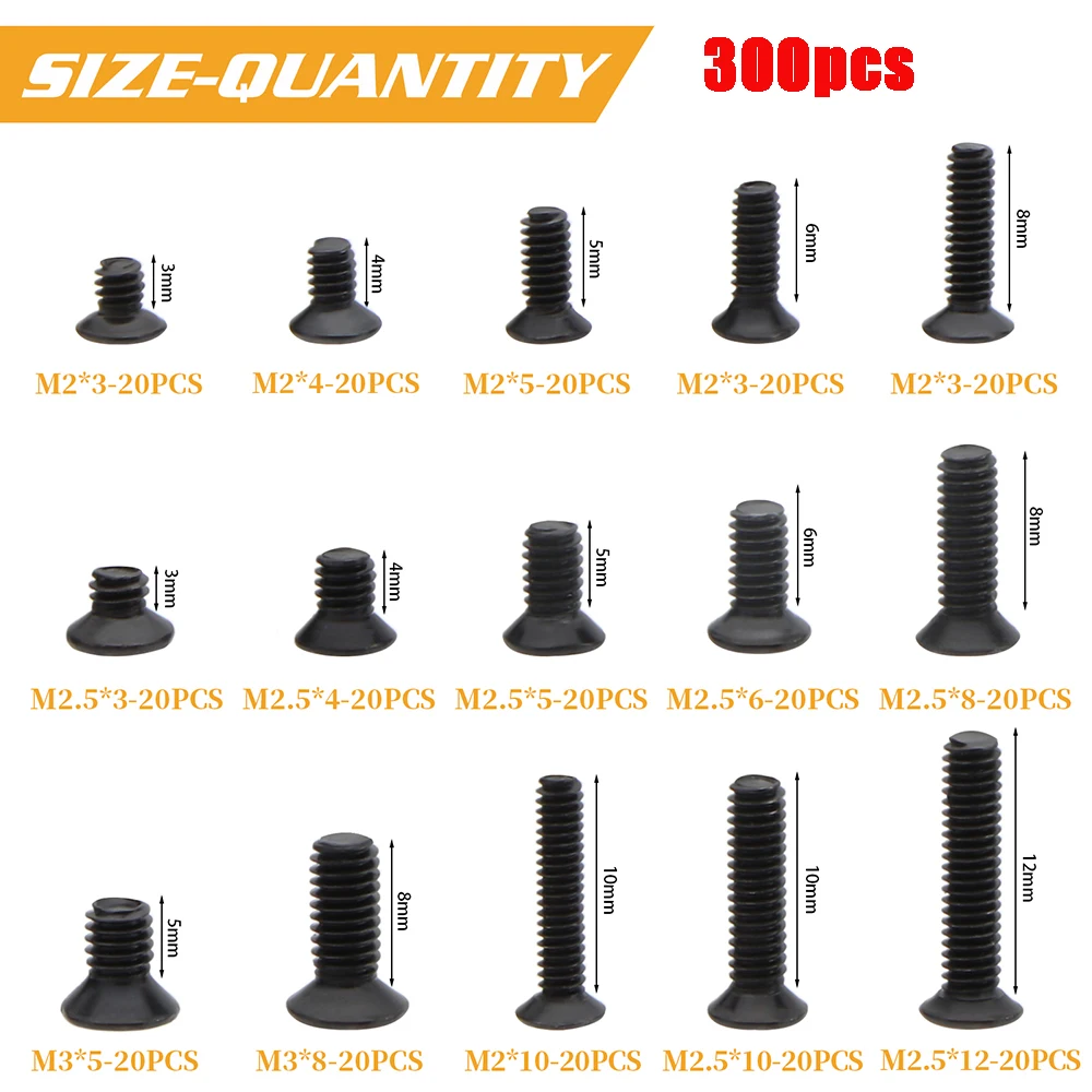 300/360Pcs винты для ноутбука M2 M2.5 M3 KM Screw Flat Head Phillips Screws Laptop Notebook Screws Set Kit For Computer Glasses