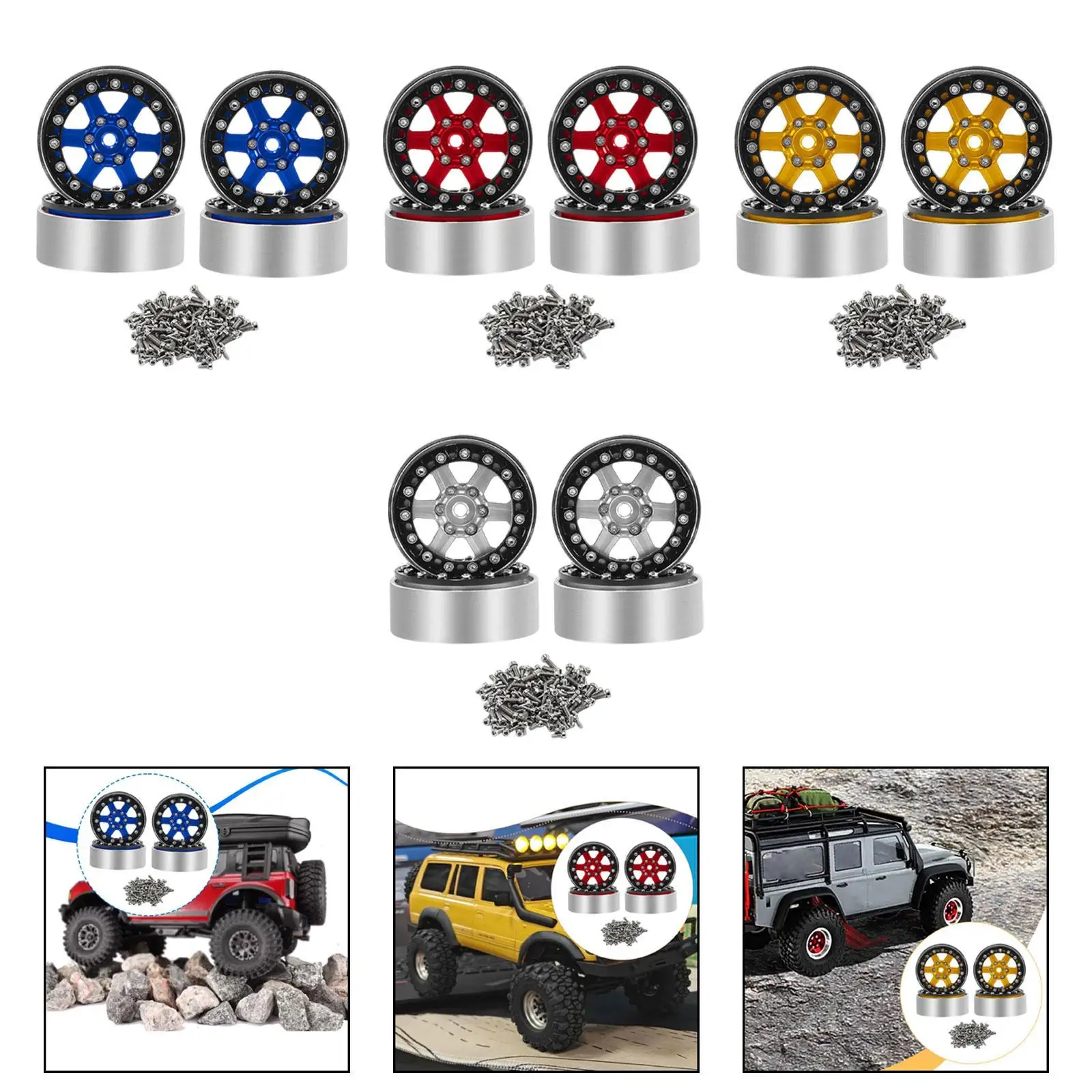 4 ชิ้น, 1/18 1/24 ล้อแม็กซ์รถบังคับวิทยุ, ประสิทธิภาพสูง, เปลี่ยนได้, พกพาสะดวก, อะไหล่รถบังคับวิทยุ อลูมิเนียมอัลลอย สำหรับ SCX24