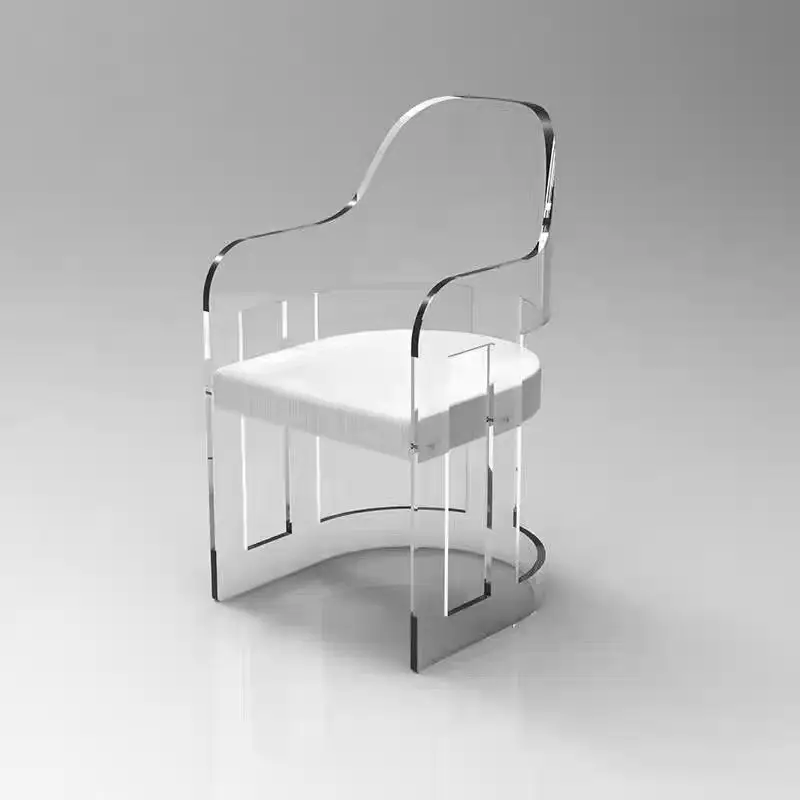 eq-Modern European Style Acrylic Dining Chair Cafe Transparent Plastic Home Furniture for Bedroom General Use Stool%