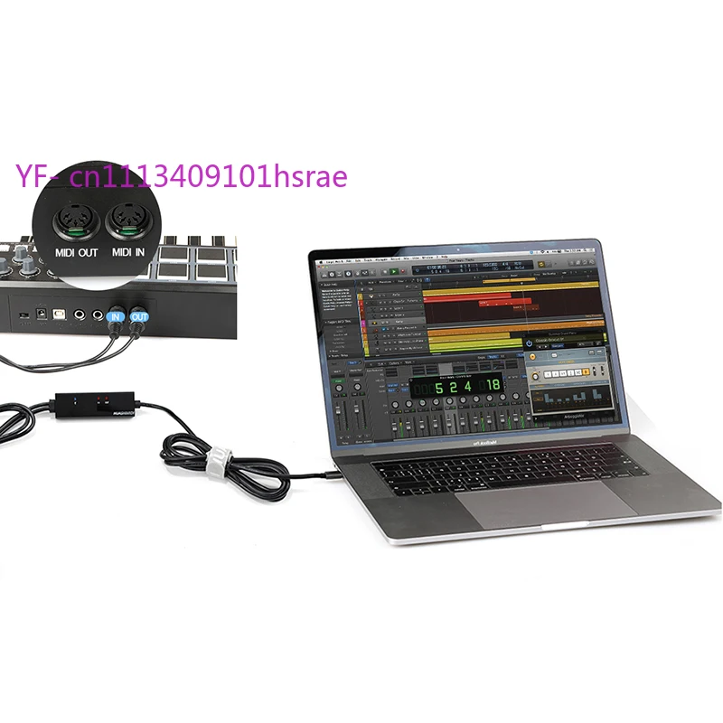 USB MIDI to Type C Converter Cable 5 Pin IN-OUT Interface with LED Indicator for Music Keyboard Mac Android