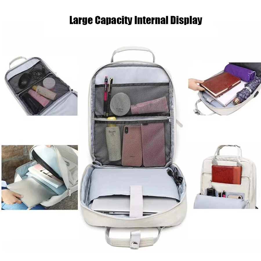 USB Charging Women Travel Backpack Carry on Backpack Waterproof 14 15.6 inch Laptop BusinessTravel Bag