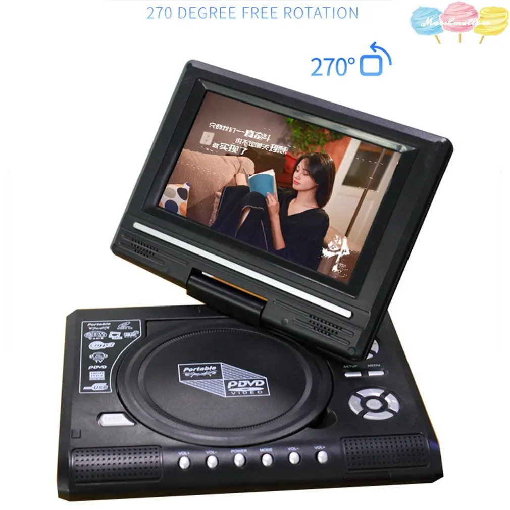 7.8 Inch Portable HD TV Home Car DVD Player VCD CD MP3 DVD Player USB  Cards RCA TV Portatil Cable Game 16:9 Rotate LCD Screen