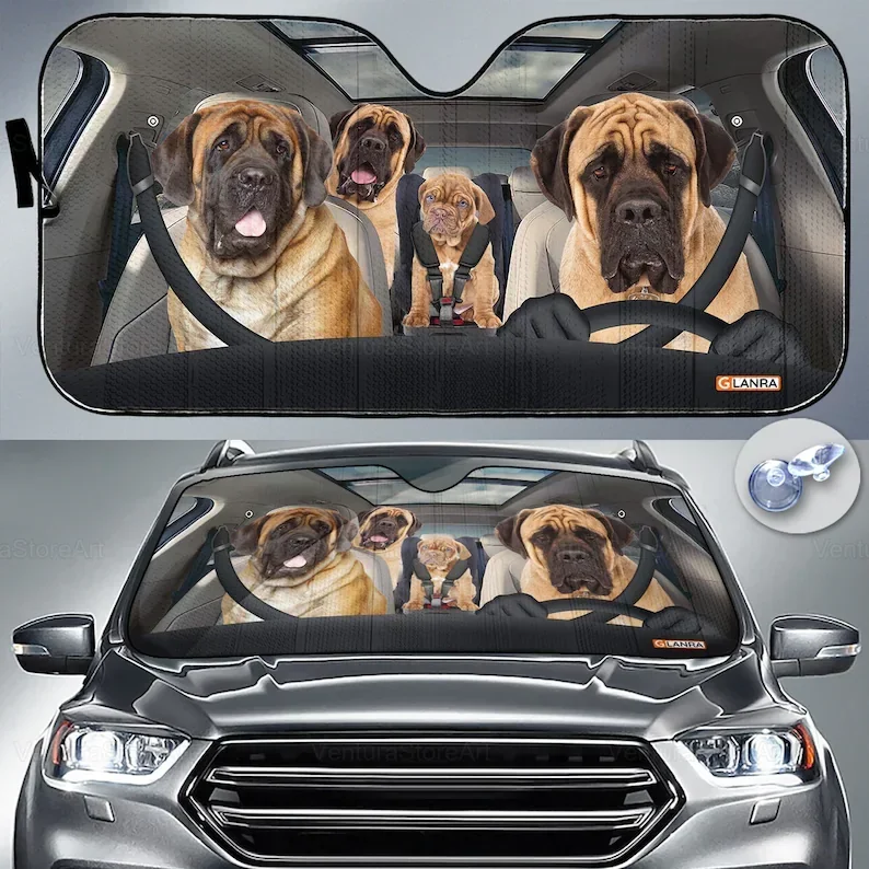 Mastiff Lover, Auto Sun Shade, Gift For Dad, Car Windshield, Dog Car Sun Protector PHT