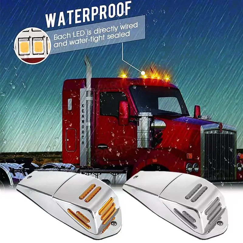 5PCS 12V Truck Cab Marker Light 48LED Car Roof Top Running Lights Amber white Top Clearance light for Trucks SUV Van RV