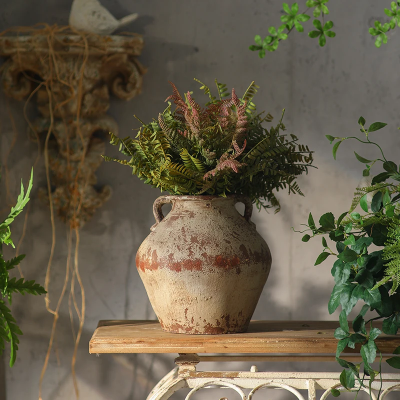 

Дизайнерская ваза в стиле шебби-шик, рустик, фермерский стиль, ретро, ручной работы, винтажная ваза из MgO для домашнего декора