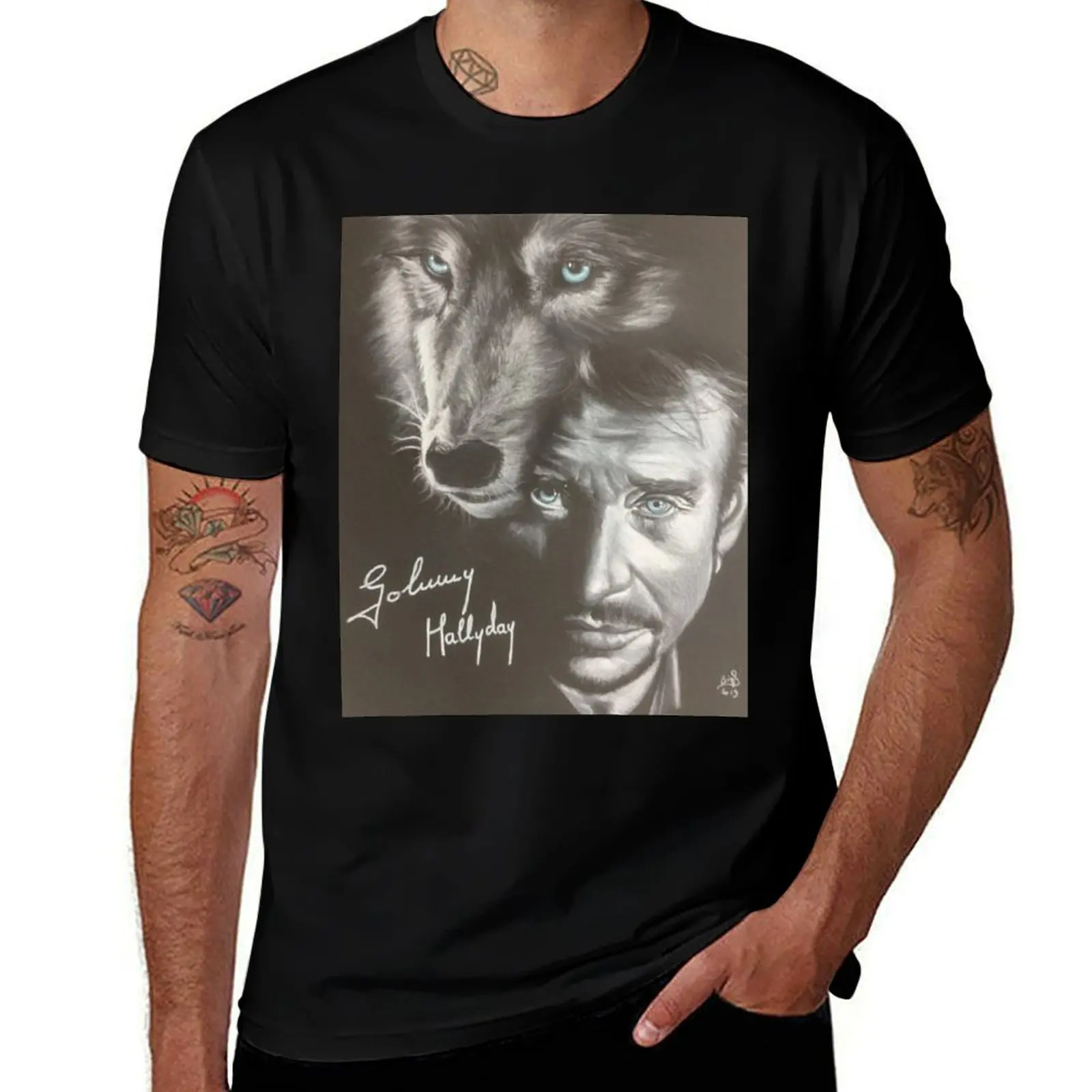 

Johnny Hallyday T-Shirt t shirt custom print man t shirts cotton black cotton t-shirt plain for man package T-shirt