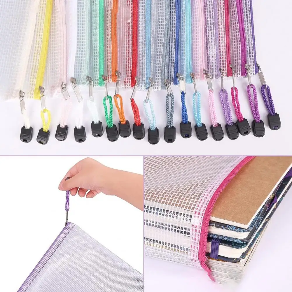 Waterproof Mesh Storage Bag Waterproof A4 File Bags for Travel Office Home Organization Multi-purpose Zipper Pouches File Bag