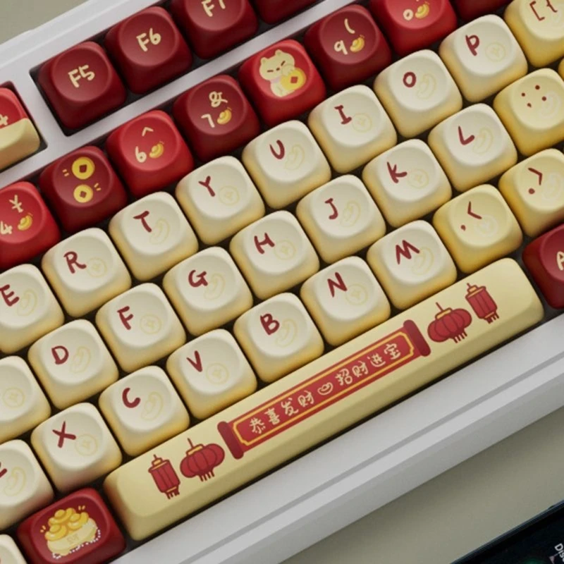  127pcs OQO Height Contoured Keyboards Keycaps Featuring Chinese New Year Theme Extended Gaming Working