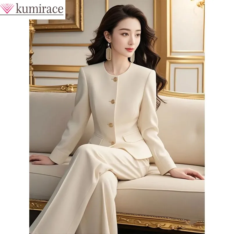 

Spring and Autumn Fashion Western-style Style Age Reducing Temperament High-end Feel White Elegant Women's Two-piece Set