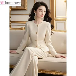 Spring and Autumn Fashion Western-style Style Age Reducing Temperament High-end Feel White Elegant Women's Two-piece Set