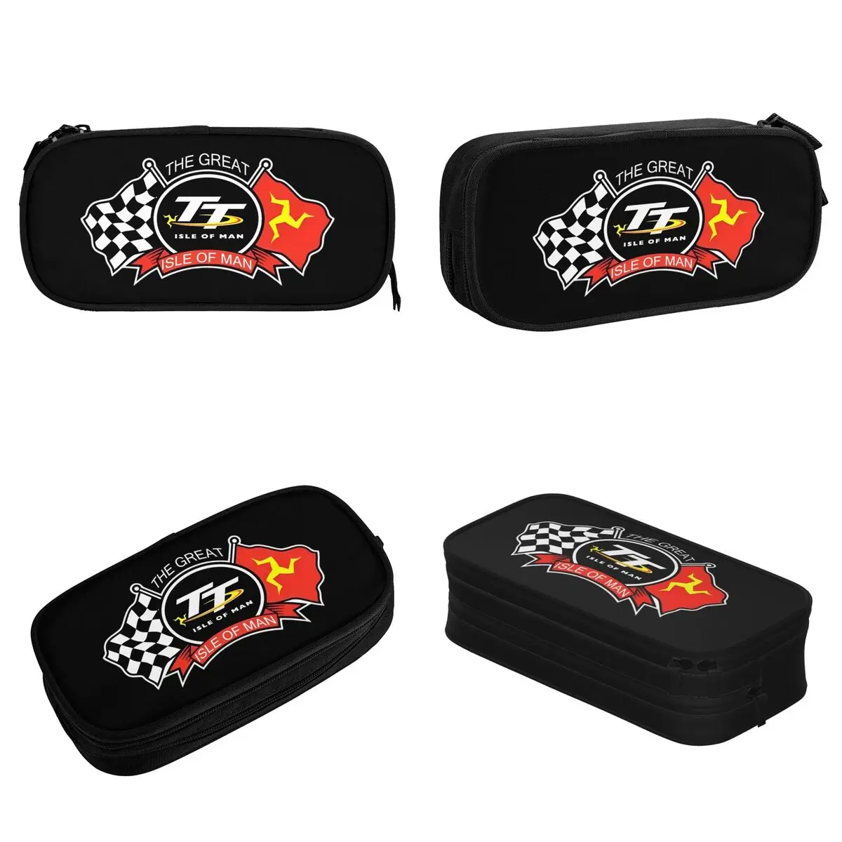 Imagem -02 - Isle of Man tt Motorcycle Race Pencil Cases Bolsa de Armazenamento Grande Lápis para Estudante Papelaria para Escritório Moda