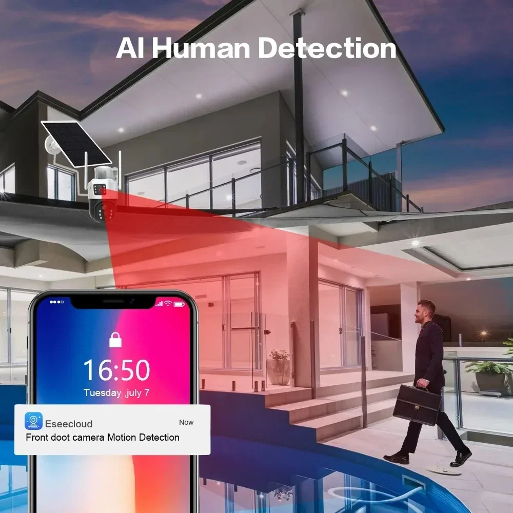 IP-камера ПНН на солнечной батарее, 4K, 8 Мп, Wi-Fi