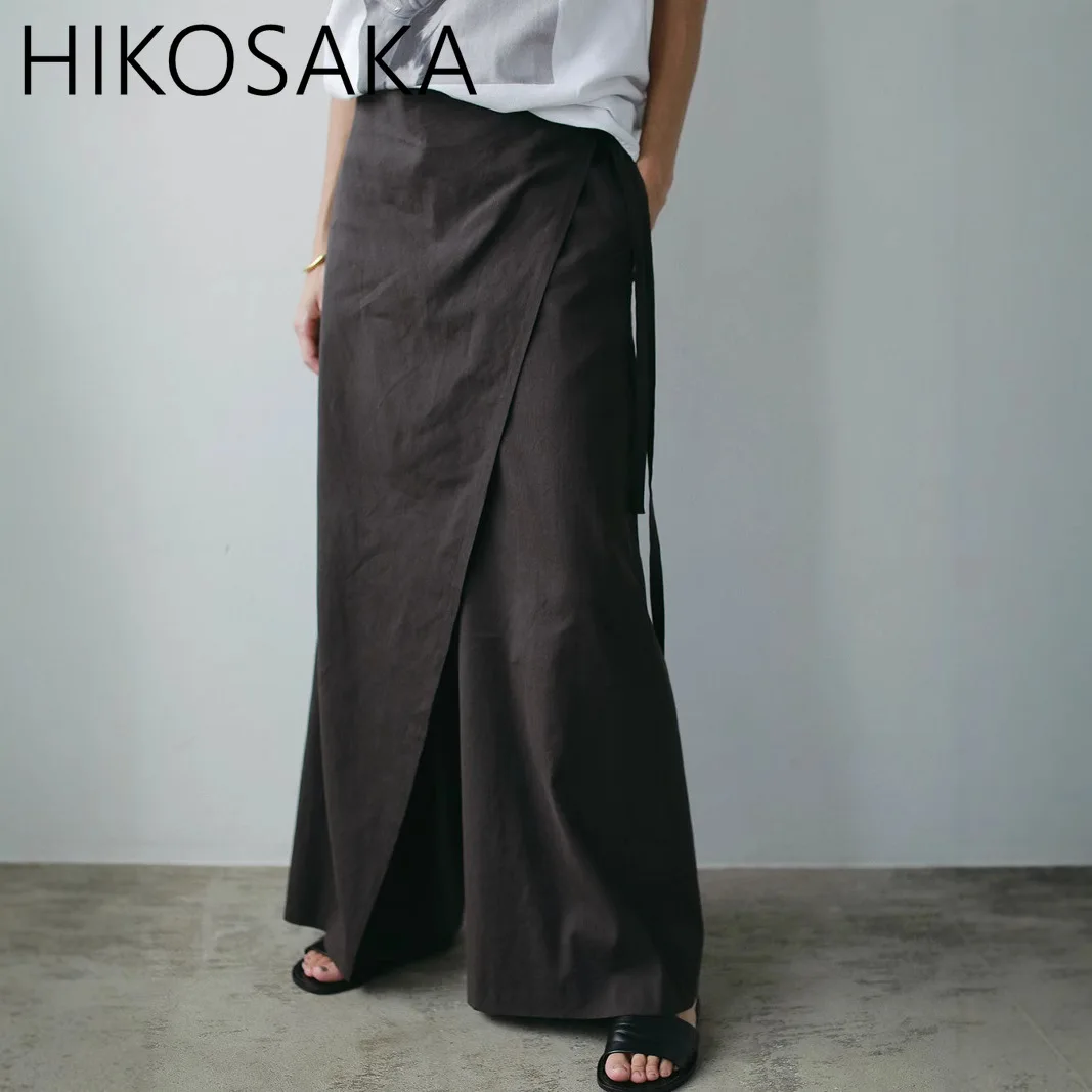 

Japan Style Chic Design Straight Trousers Solid All-match Loose Casual Wide Leg Pants Vintage Personalized Lace Up Pantalones