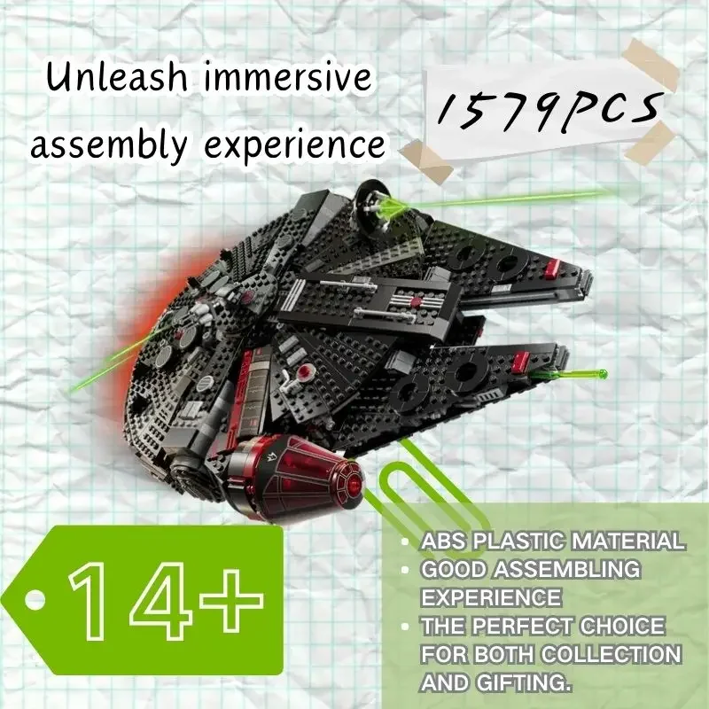 1579 Stück Desktop-Ornamente Dark Millennim Falcon Bausteine Spielzeug für Erwachsene Heimdekoration