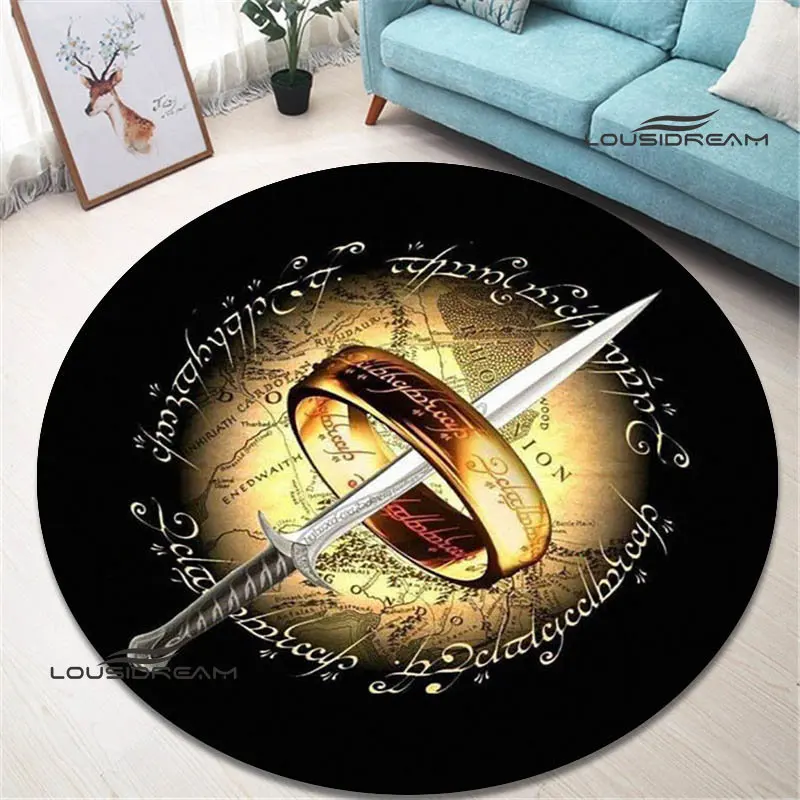 L-Lord of the Rings printed round carpet living room bedroom beautiful carpet non-slip door mat photography props birthday gift