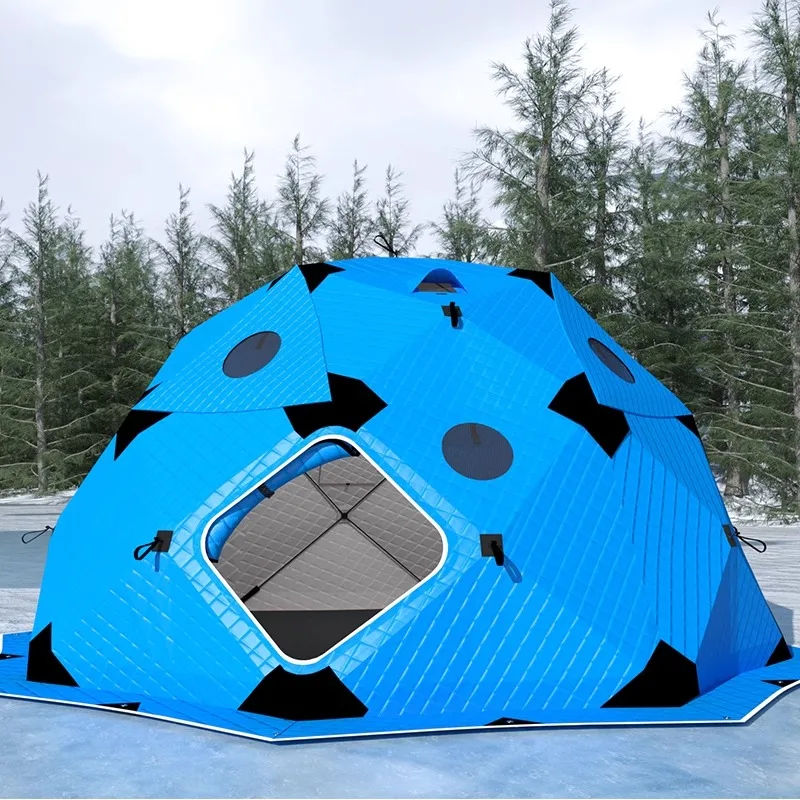 Super Sized Ice Fishing Tent, 4.3m 5.4m, Octagonal Insulated Cotton Tent, Windproof and Warm, for Winter Camping Equipment