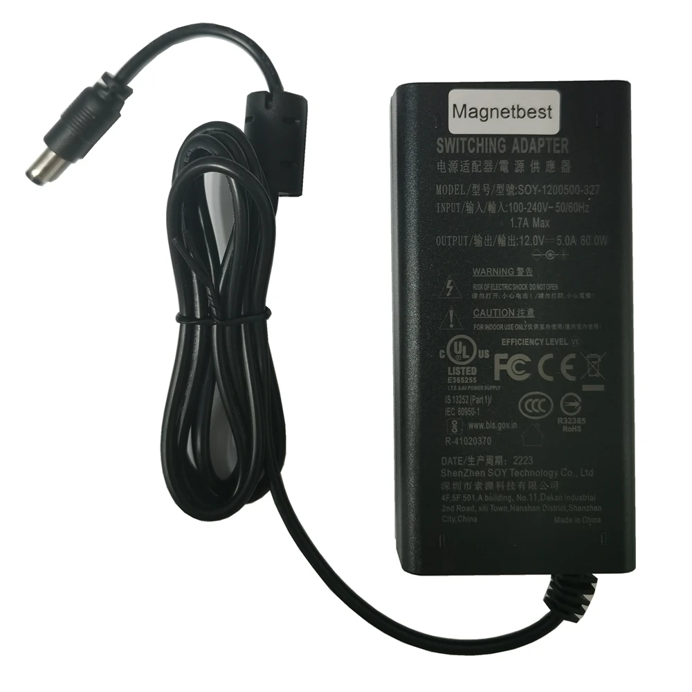 Original SOY 12V 5A 60W AC DC Adapter Charger SUN-1200500 for Msi OPTIX AG32CQ MAG27CQ MAG271R MONITOR AG32C D16HS2TB LHV221600