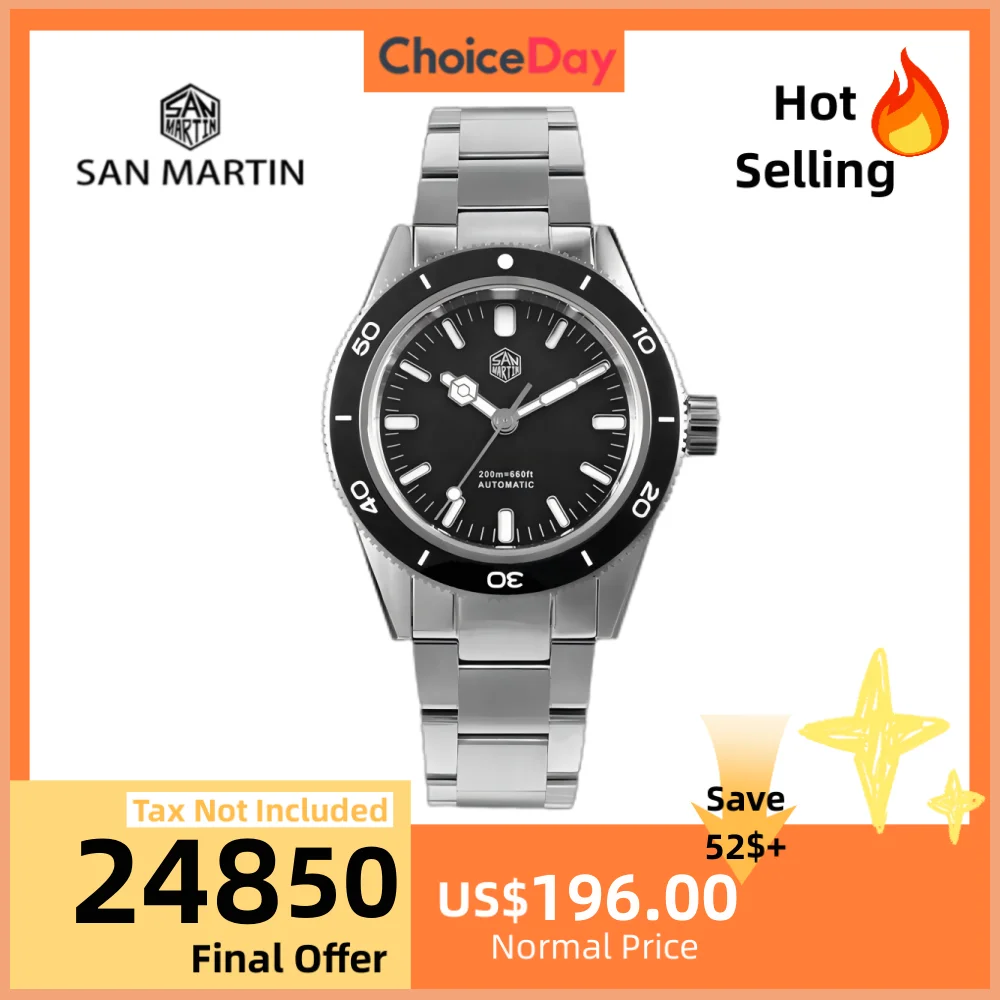 

San Martin 39.5mm YN55 Diving Watch For Men Automatic Wristwatch 20Bar Sapphire Glass BGW-9 Luminous Coating SN0051-2